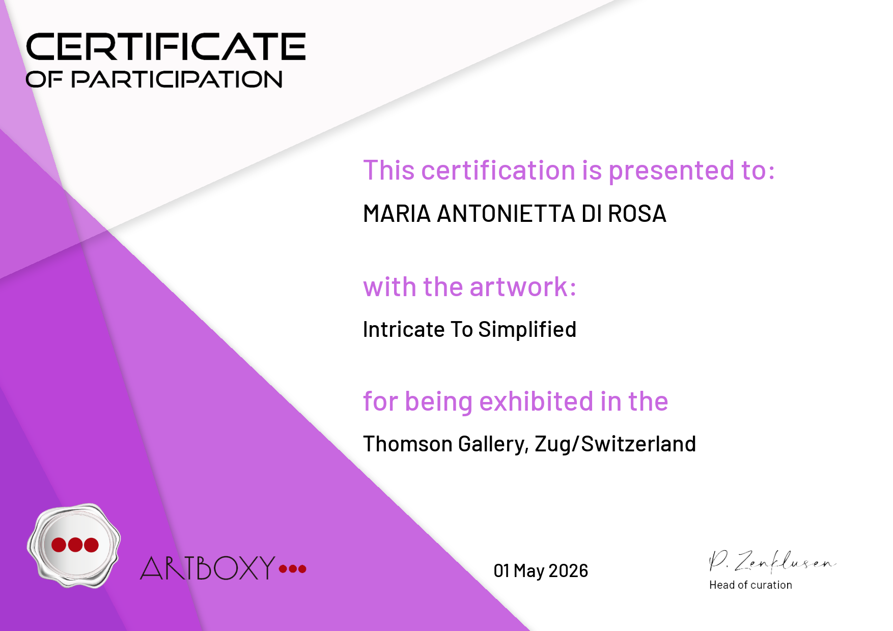 69d0247e0ed84c1f6f3e1664 Maria Antonietta Di Rosa Thomson Gallery Intricate To Simplified 688a24908c7c830f2b867f18.png