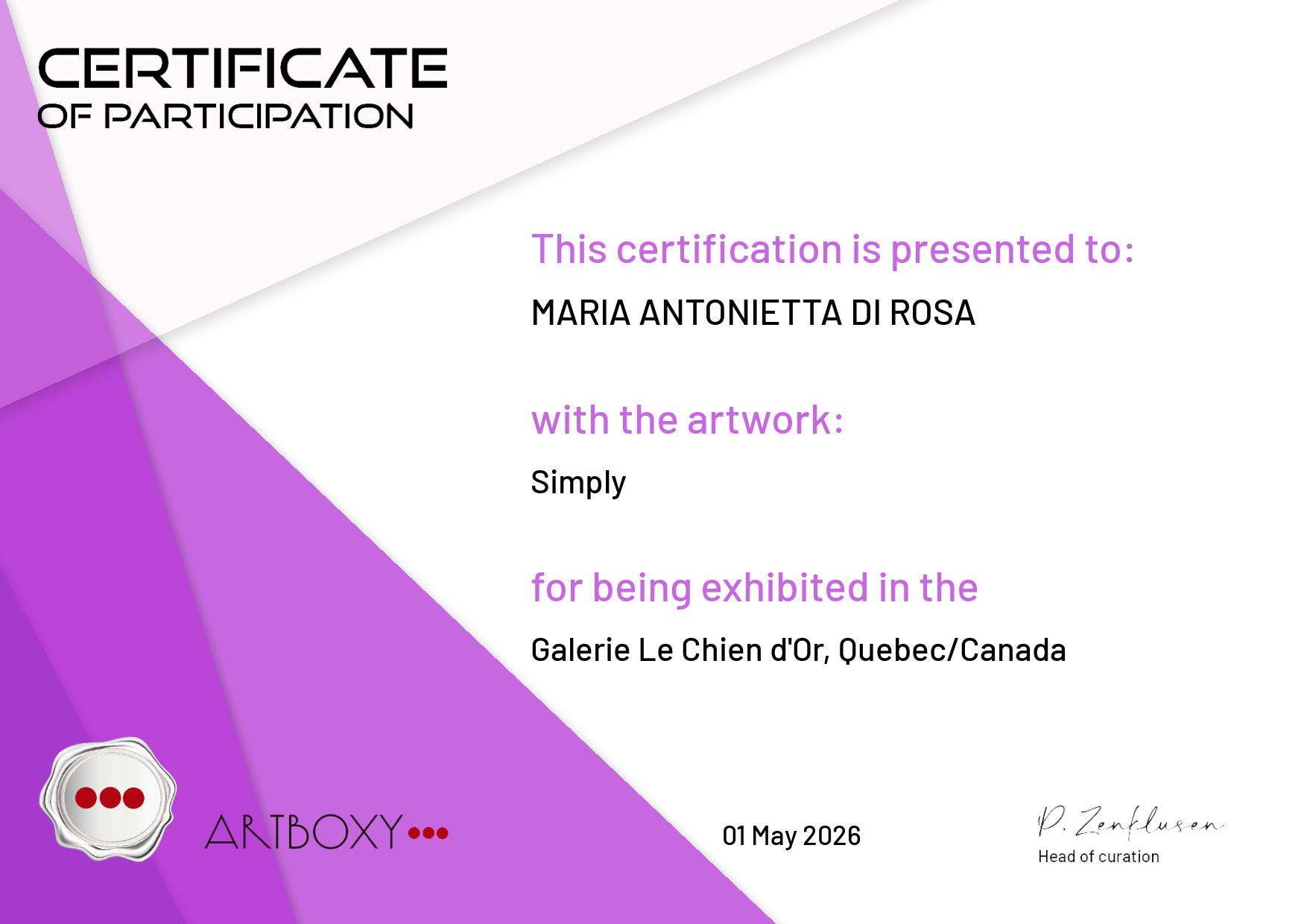 69d024800ed84c1f6f3e1665 Maria Antonietta Di Rosa Galerie Le Chien dOr Simply 688a24908c7c830f2b867f18 (1).png
