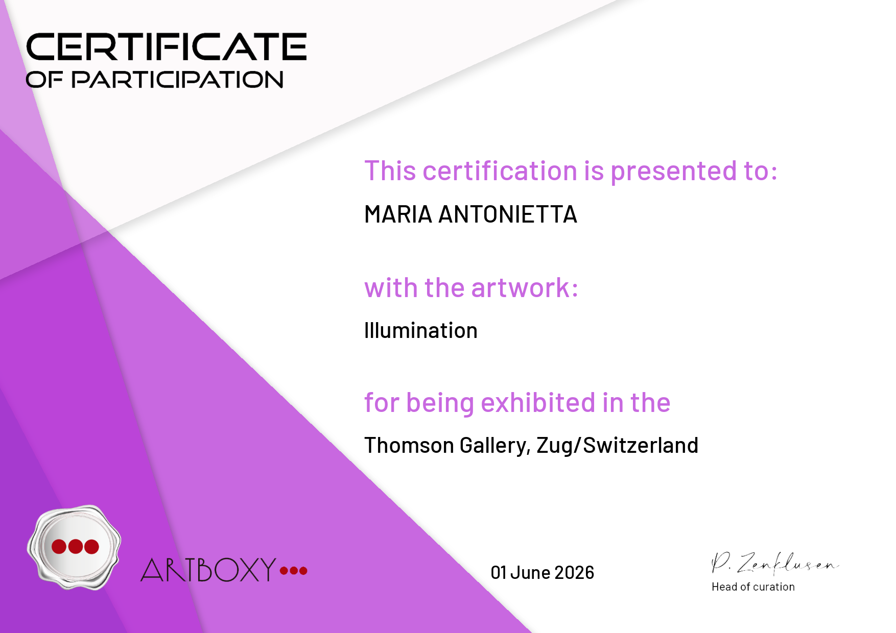 Maria Antonietta Di Rosa Thomson Gallery Illumination June 2026.png